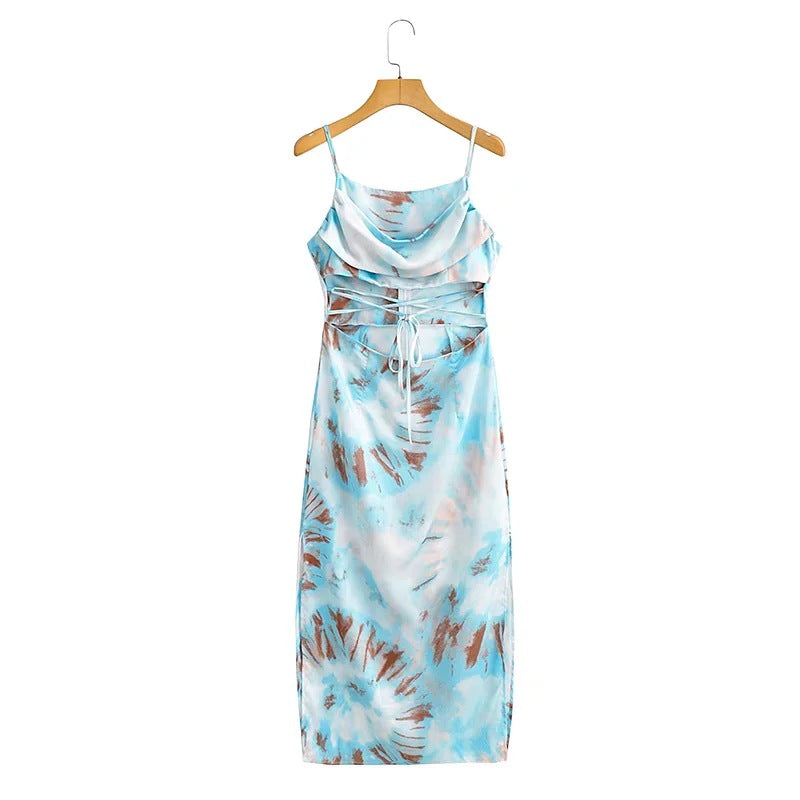 2022 Spring Floral Tie-Back Bodycon Dress