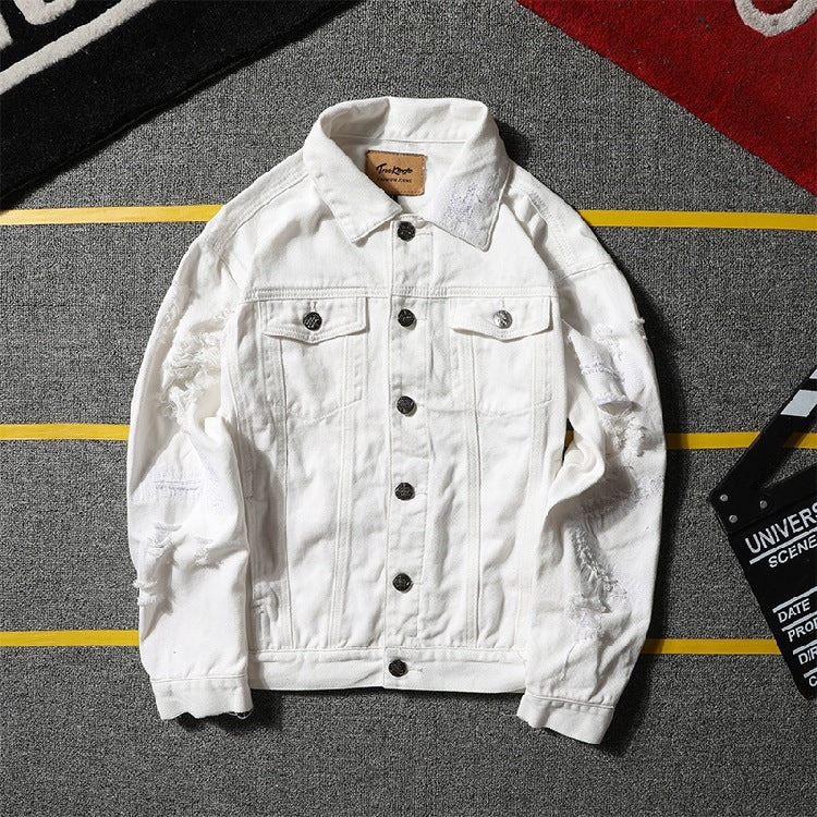 Stylish Pink Ripped Denim Jacket for Men