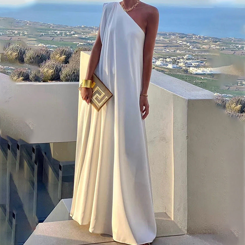 Evarisluxe Loose One-Shoulder Long Dress