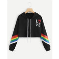 Rainbow Striped Hoodie T-Shirt for Women (Summer/Fall)
