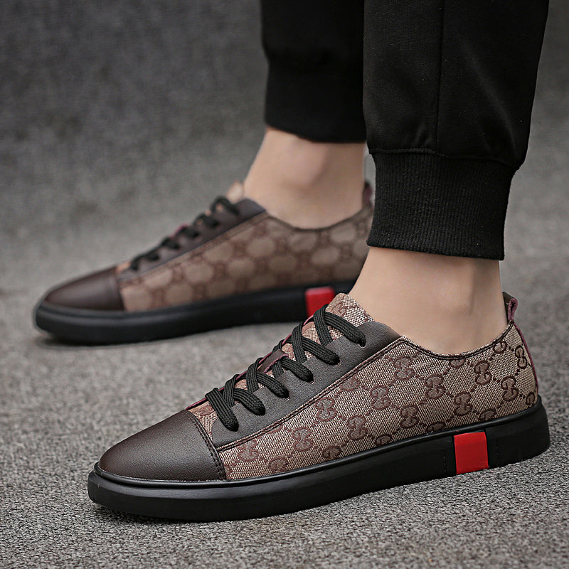 Men's Business Casual Leather Sneakers - Breathable Canvas