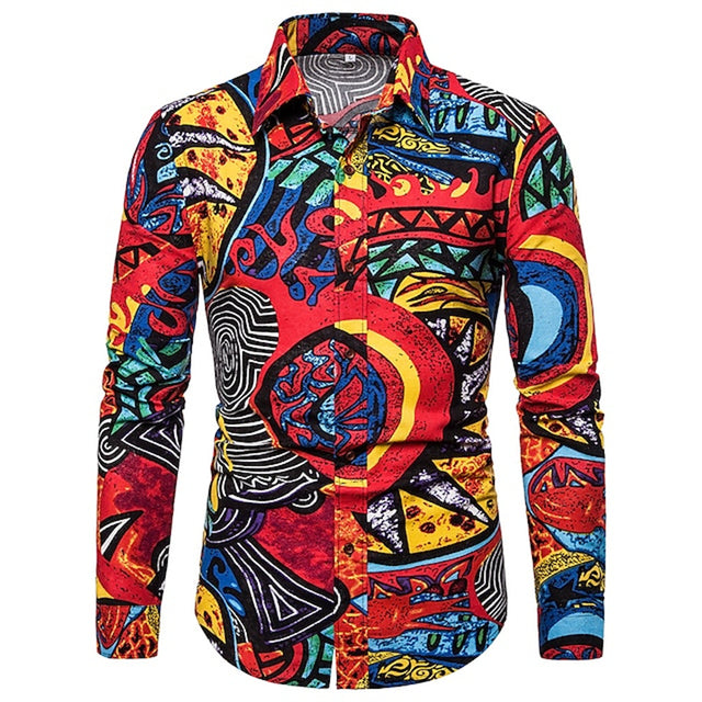 3D Printed Long Sleeve Hawaiian Shirt for Men