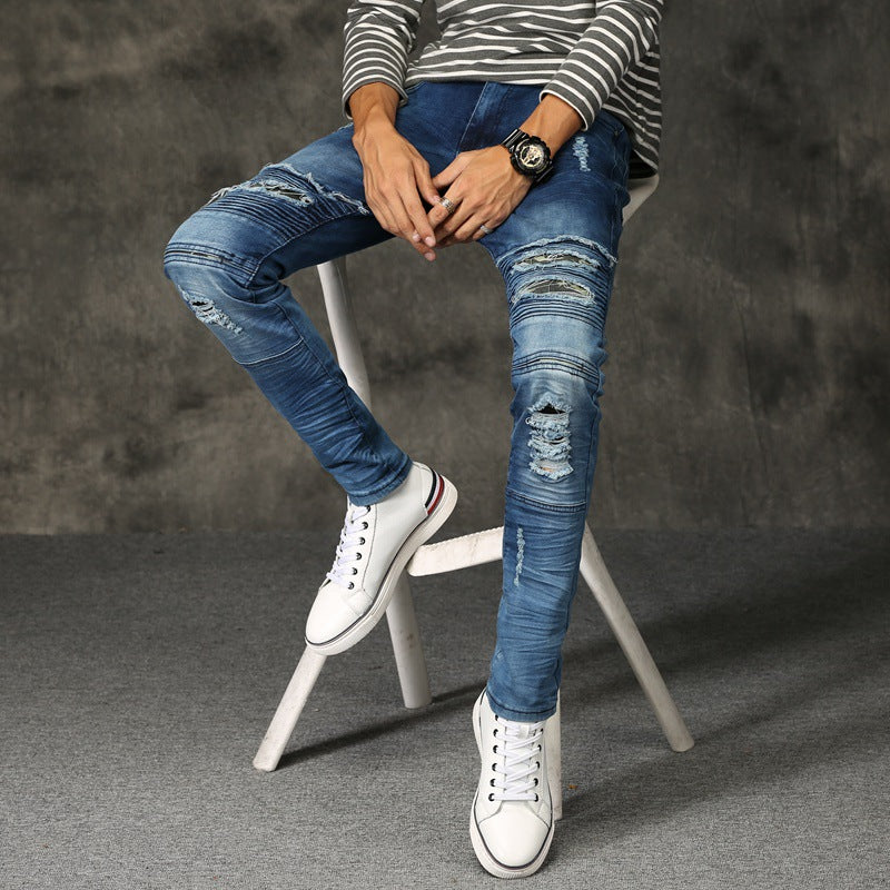 KANYE Distressed Denim Pants for Men - Slim Fit