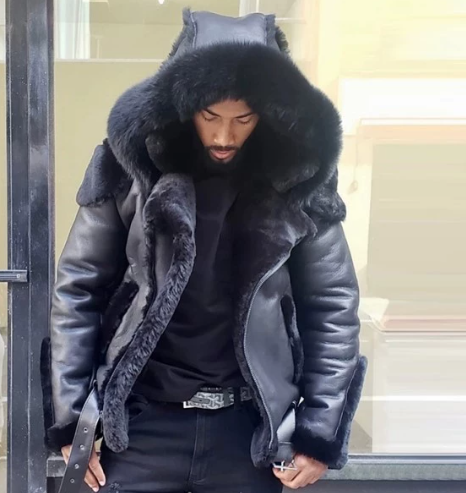Women's Faux Leather Belted Fur Jacket