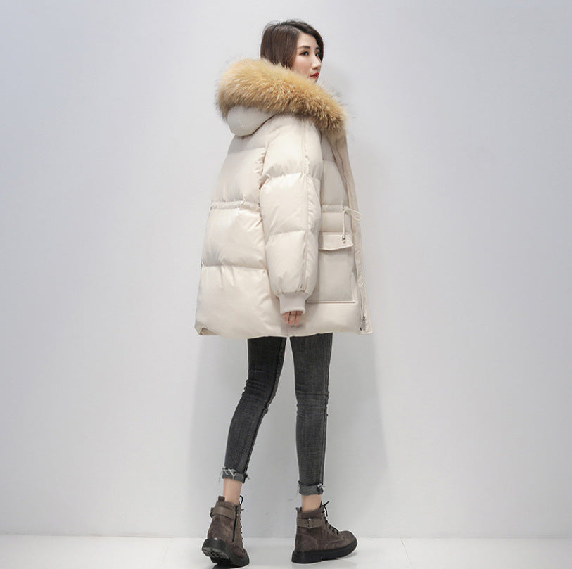 Mid-Length Down Cotton Jacket for Women (Korean Style)