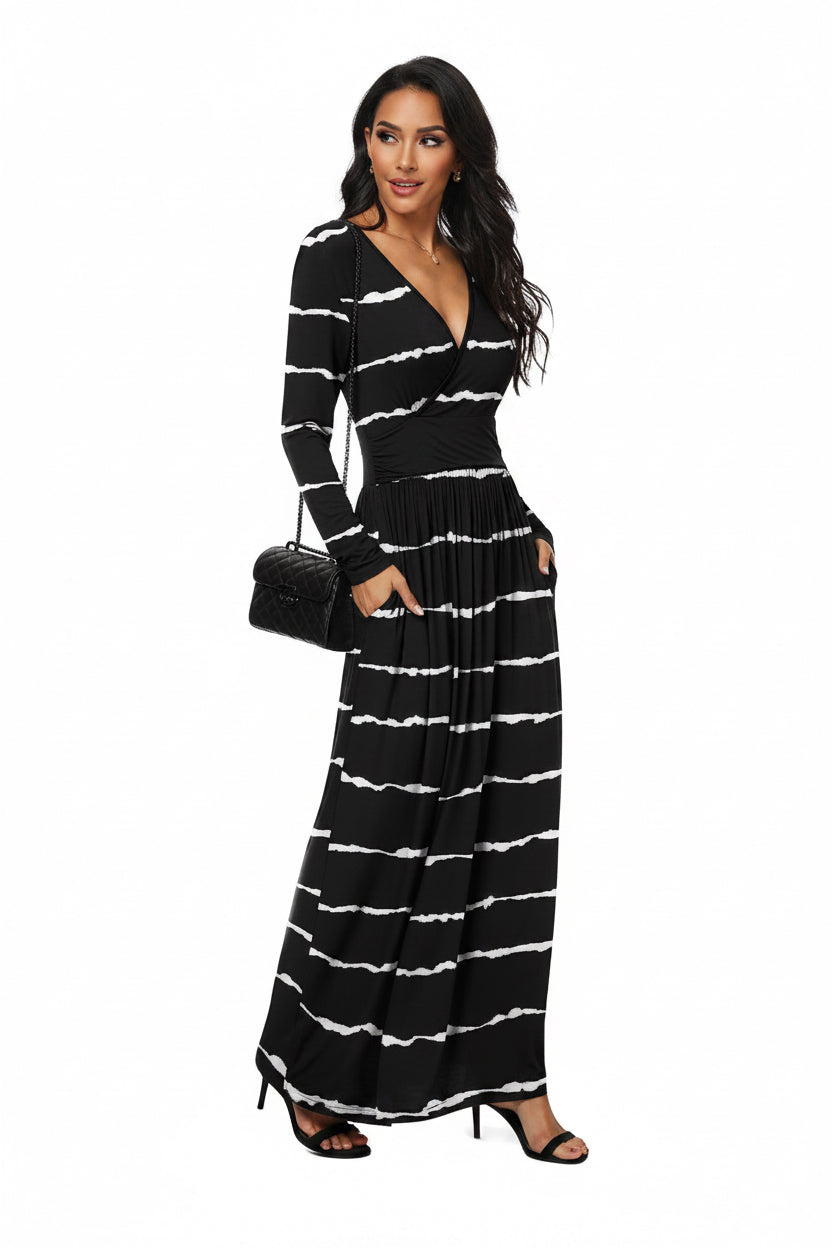Evarisluxe Striped Maxi Long Dress