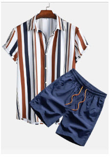 Men's Casual 3D Printed Hawaiian Shirt and Shorts Set