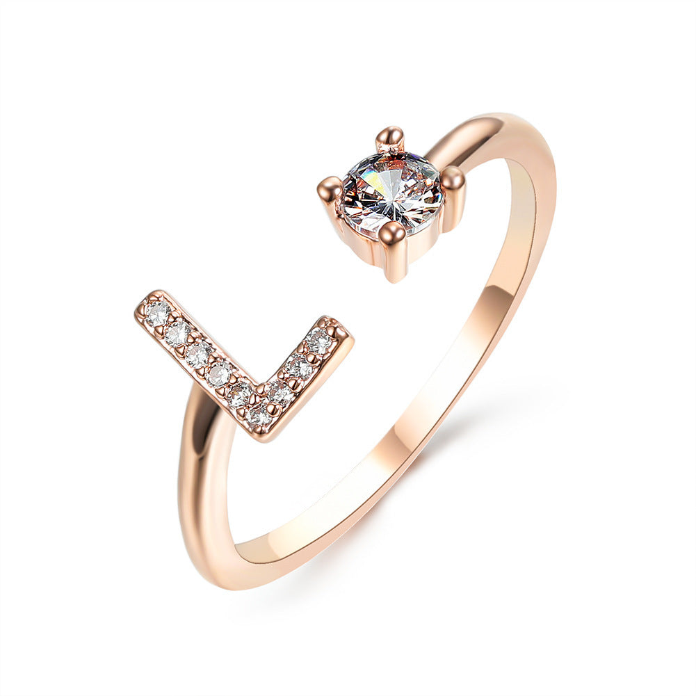 Evarisluxe Initial Letter Gold Ring