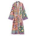 Printed Long Dress with Belt for Women