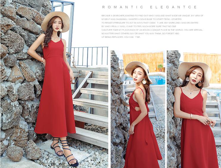 Slimming Sling Dress - Elegant Long Strap Dress