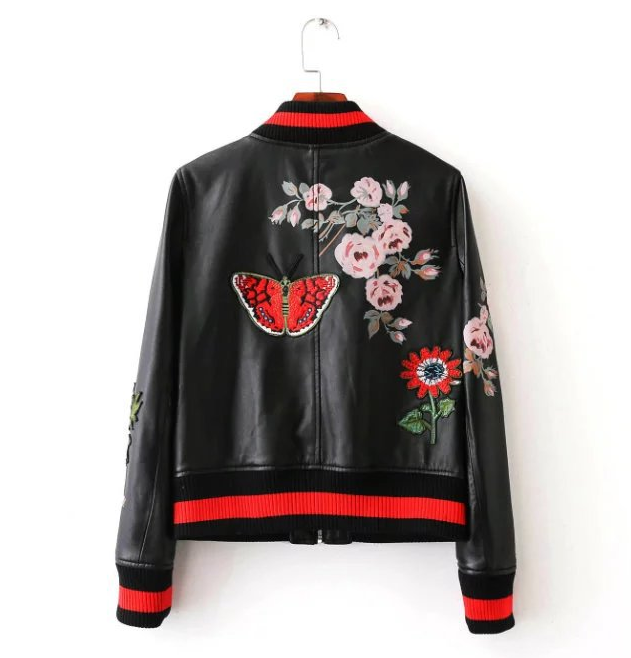 Fashion Biker Leather Jacket & Embroidered Baseball Coat
