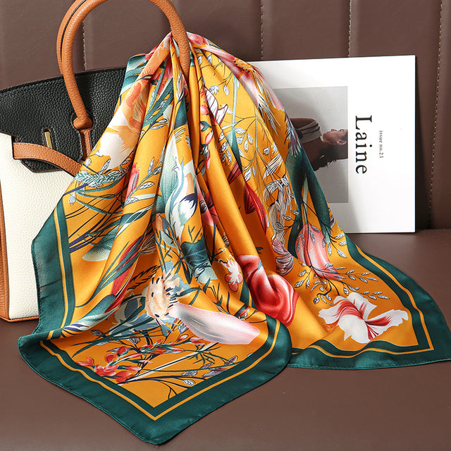 Evarisluxe Silk Satin Square Scarf
