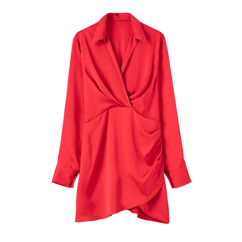 2024 Spring/Summer Satin Long Sleeve Dress for Women