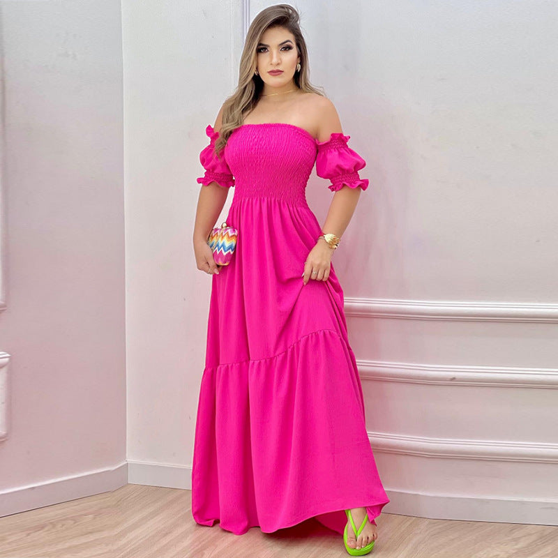 2023 Women's Spring/Summer Off-Shoulder Printed Dress