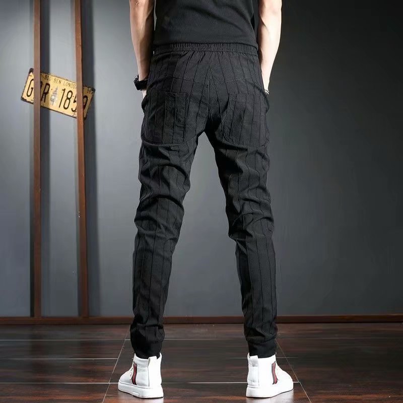 Trendy Korean Style Striped Slim-Fit Trousers