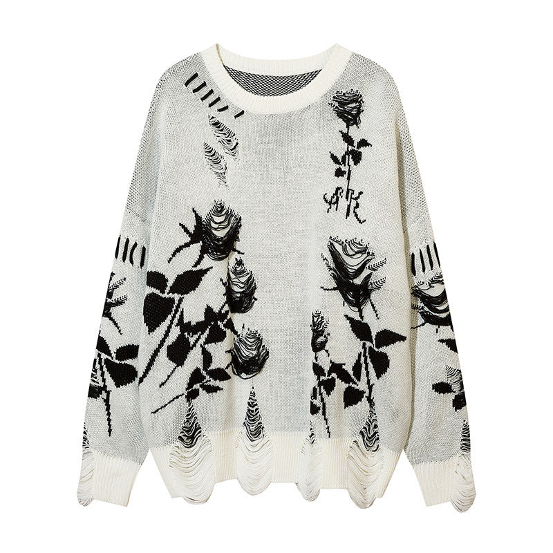 Vintage Ripped Hip Hop Knitted Men’s Sweater Pullover