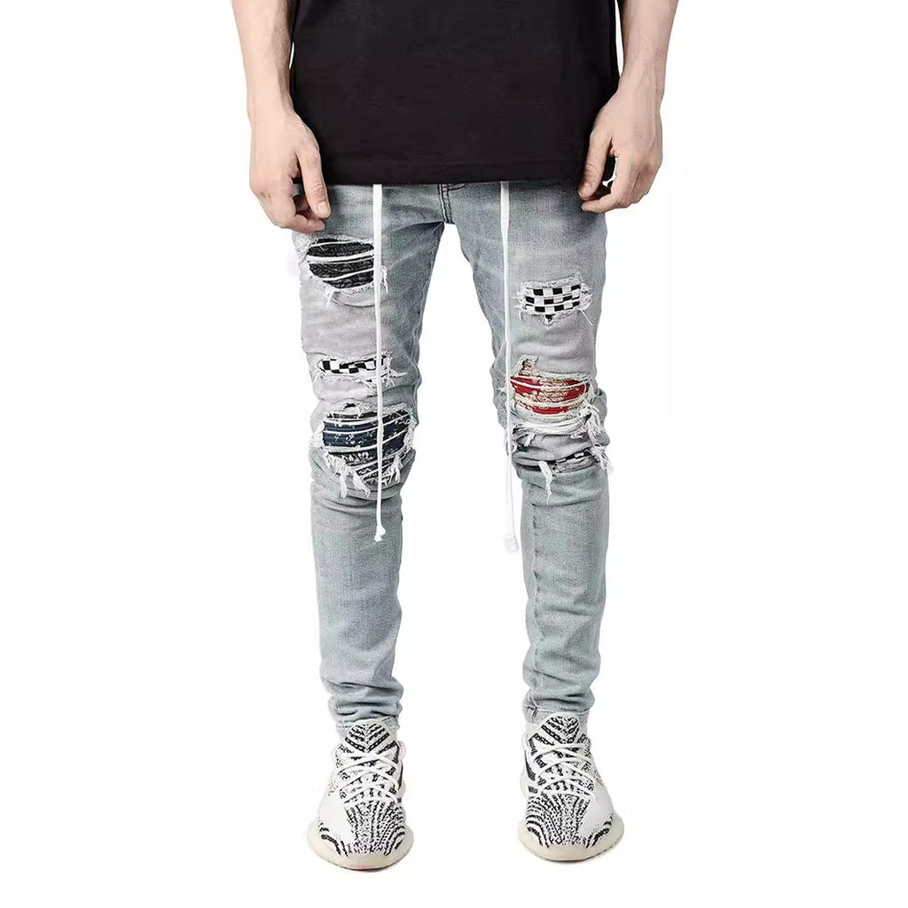 Slim-Fit Ripped Skirt Pants