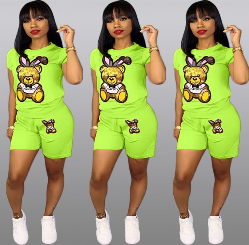 Sequin Cartoon 2-Piece Plus Size Summer Outfit Set