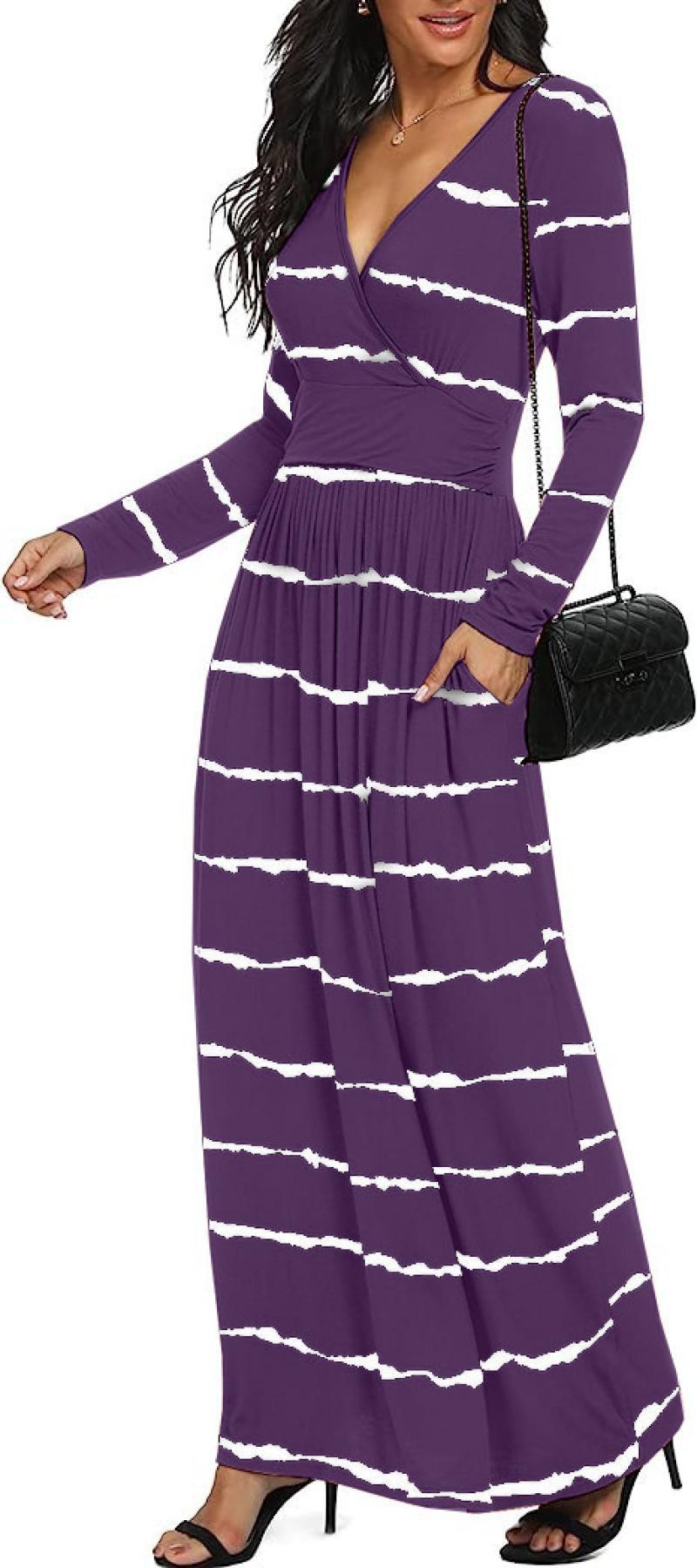 Evarisluxe Striped Maxi Long Dress