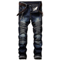 Men's Slim Fit Snowflake Motorcycle Jeans Trousers
