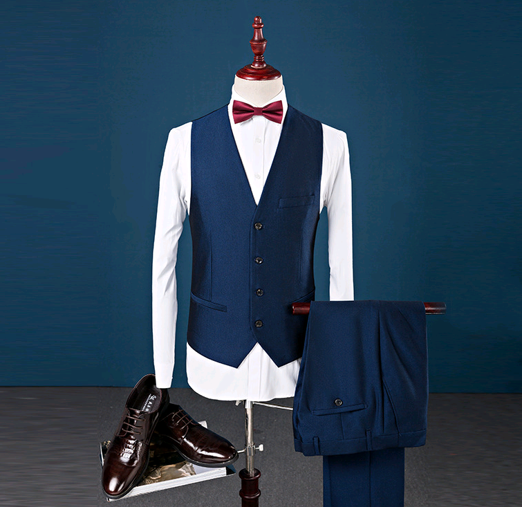 Men's Three-Piece Wedding Suit with Notch Lapel