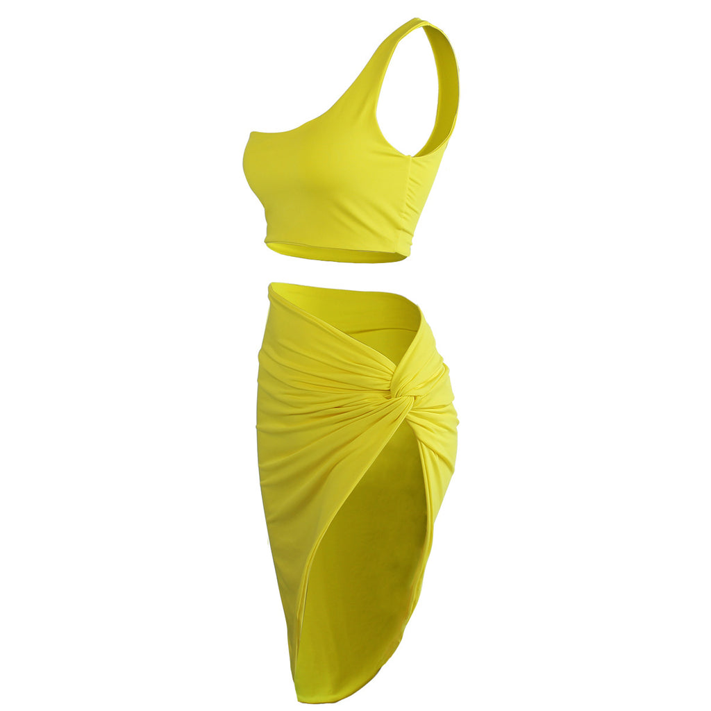 2020 Spring Women's Sexy Crop Top Two-Piece Dress