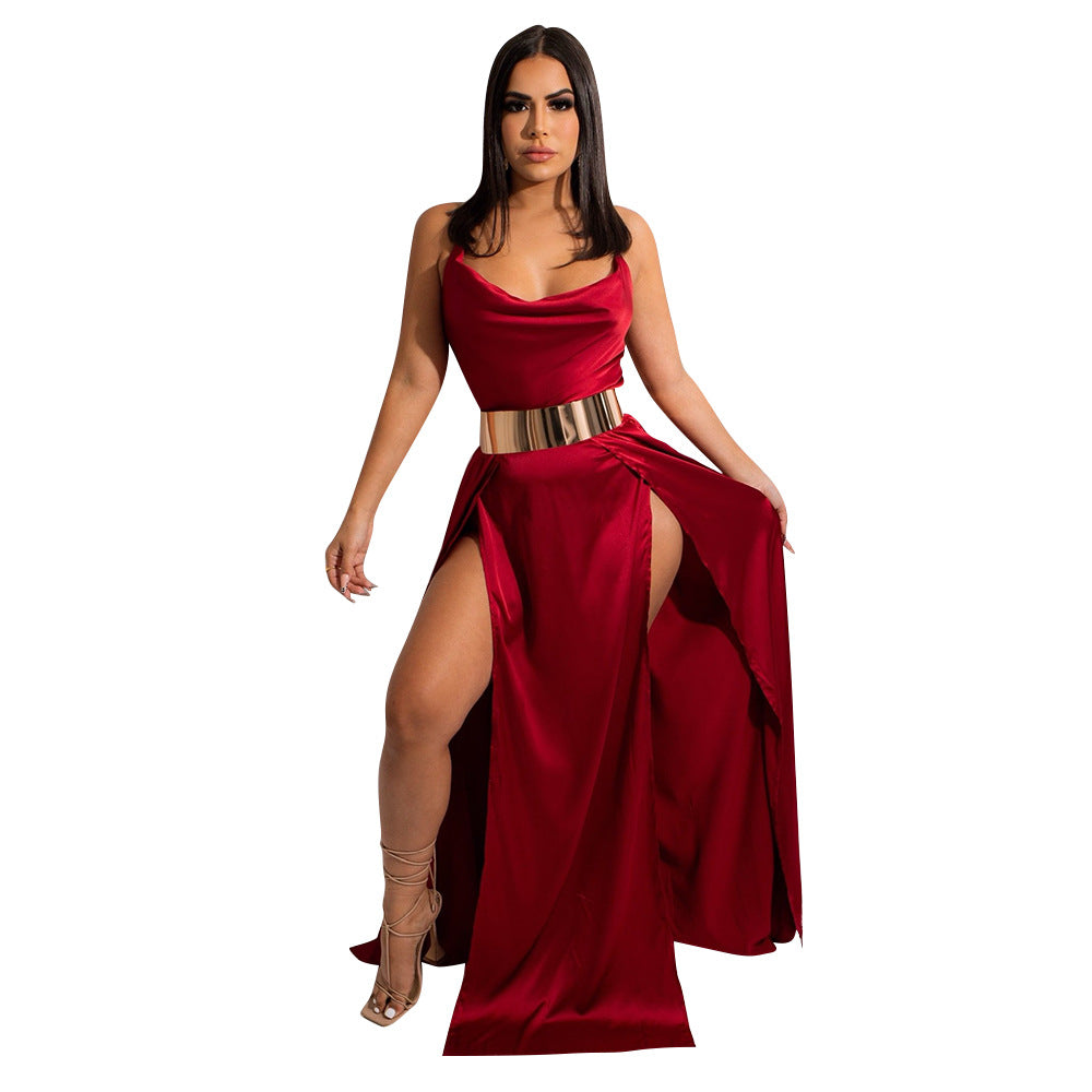 The Dos Nu Backless Sling Dress with Split Collar | Evarisluxe