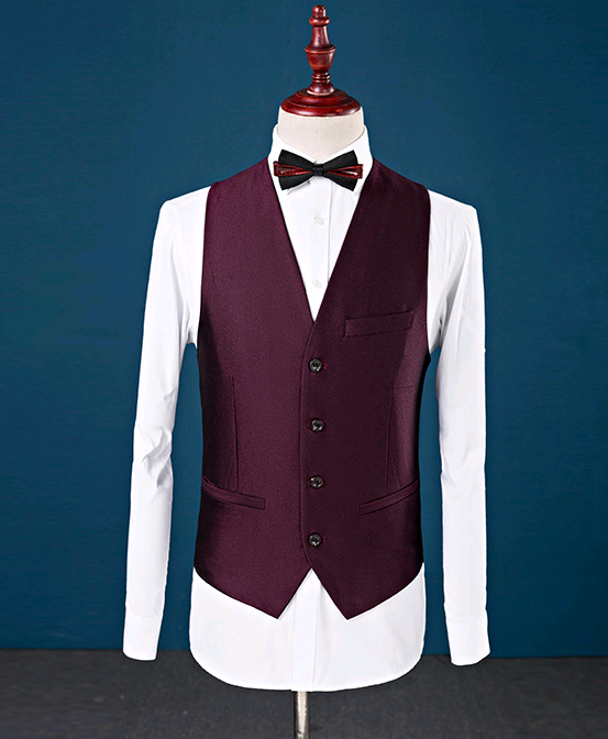 Men's Three-Piece Wedding Suit with Notch Lapel