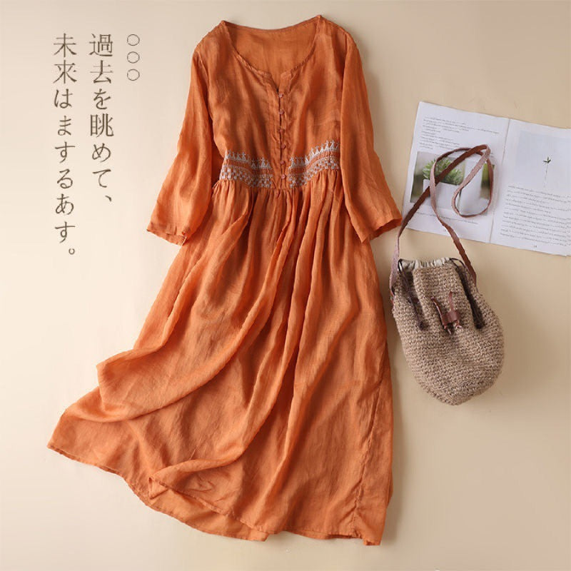 2022 Spring Cotton Ethnic Style Embroidered Dress
