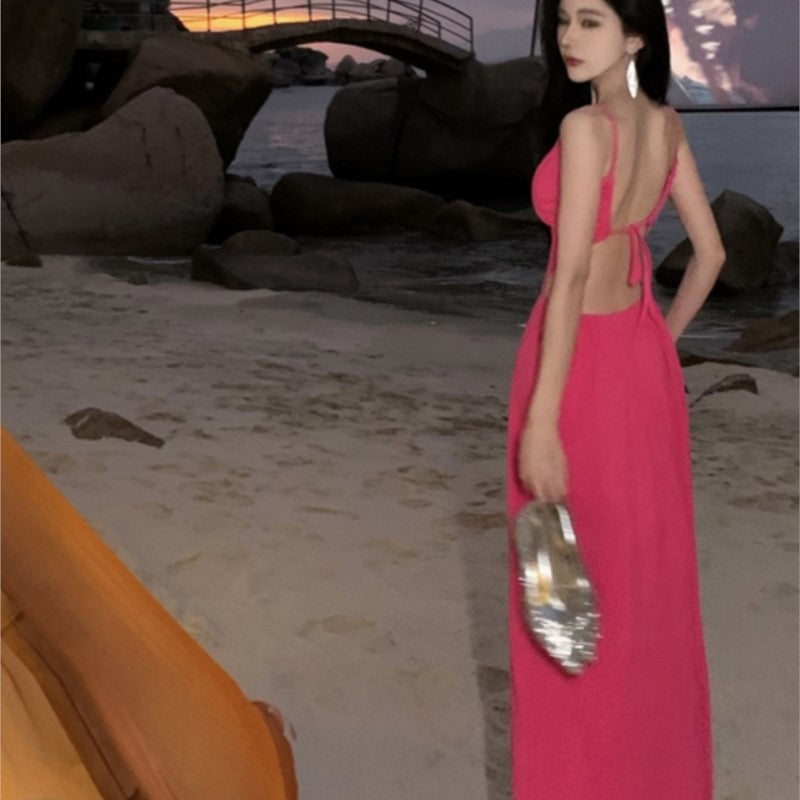 Summer Beach Dress for Women - Backless & Slit Design