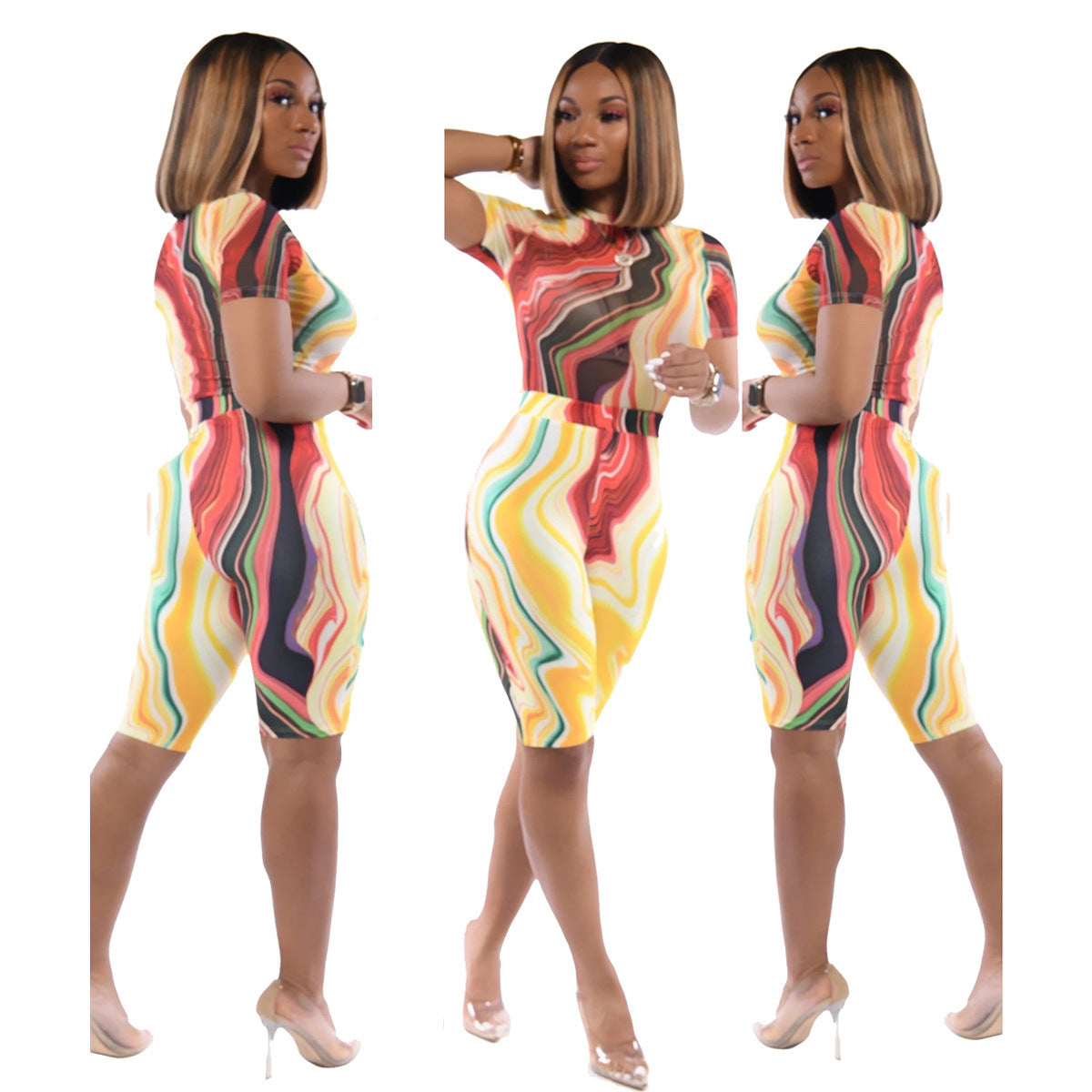 TS1008 Women's Casual Printed Sports Two-Piece Set