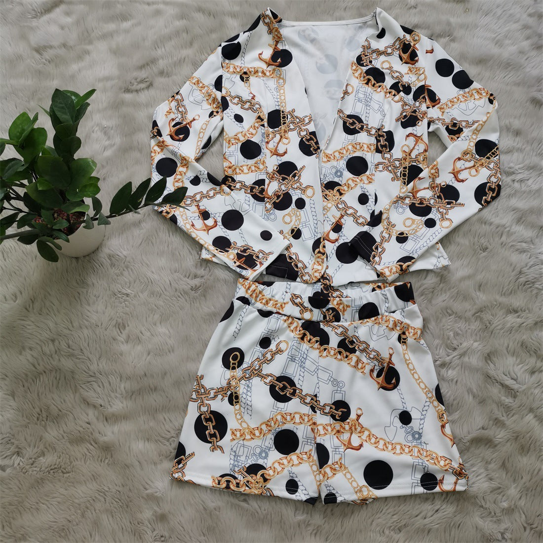 J2206 Women's Fashion Print Two-Piece Set