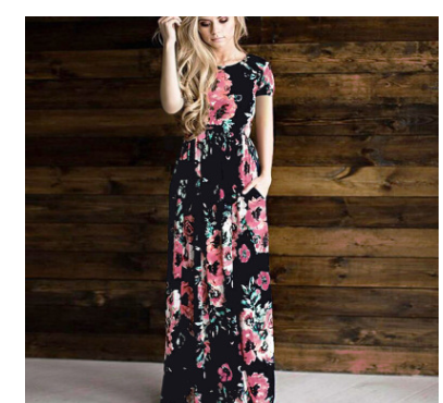 Spring Summer Long Sleeve Floral Print Dress