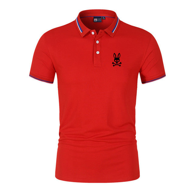 Men's Summer Cotton Polo Shirt with Rabbit Print