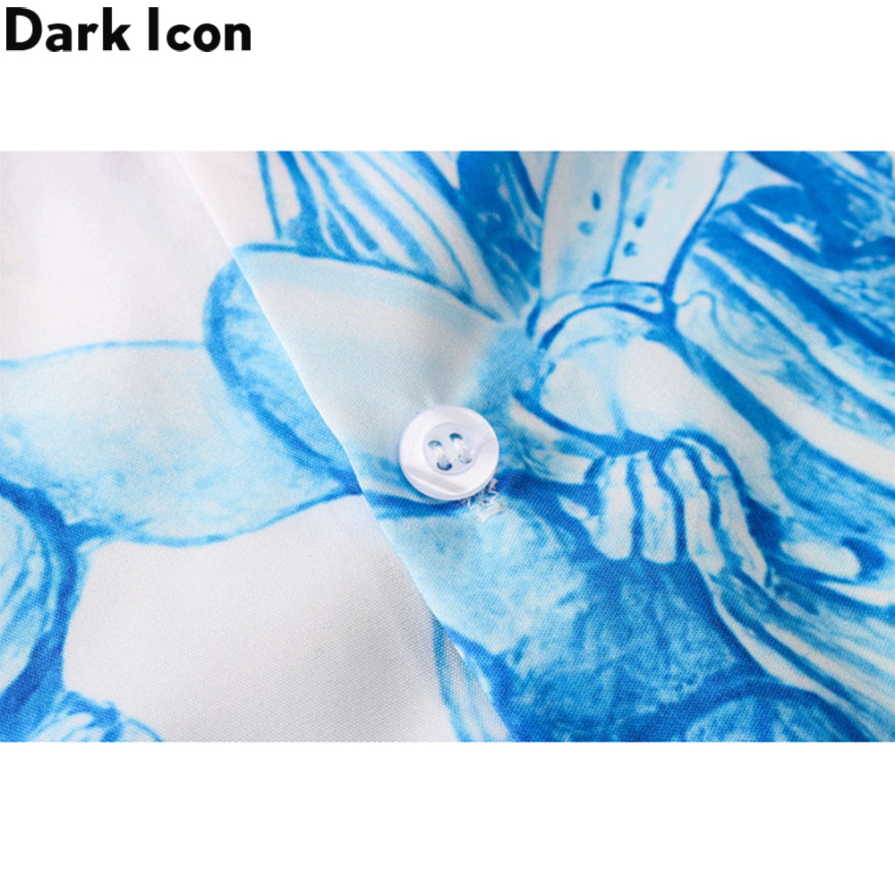 Vintage Dark Icon Printed Hawaiian Shirt for Men