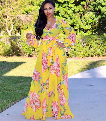 Original Design Floral V-Neck Loose Dress for Spring/Summer