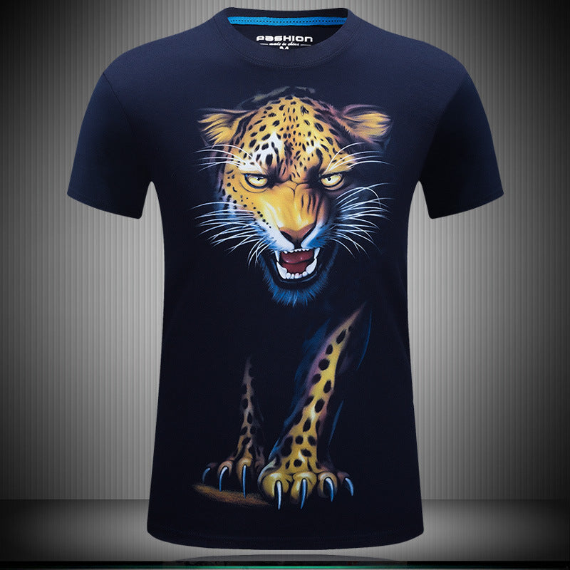 2020 3D Short Sleeve Men's T-Shirt with Leopard Print