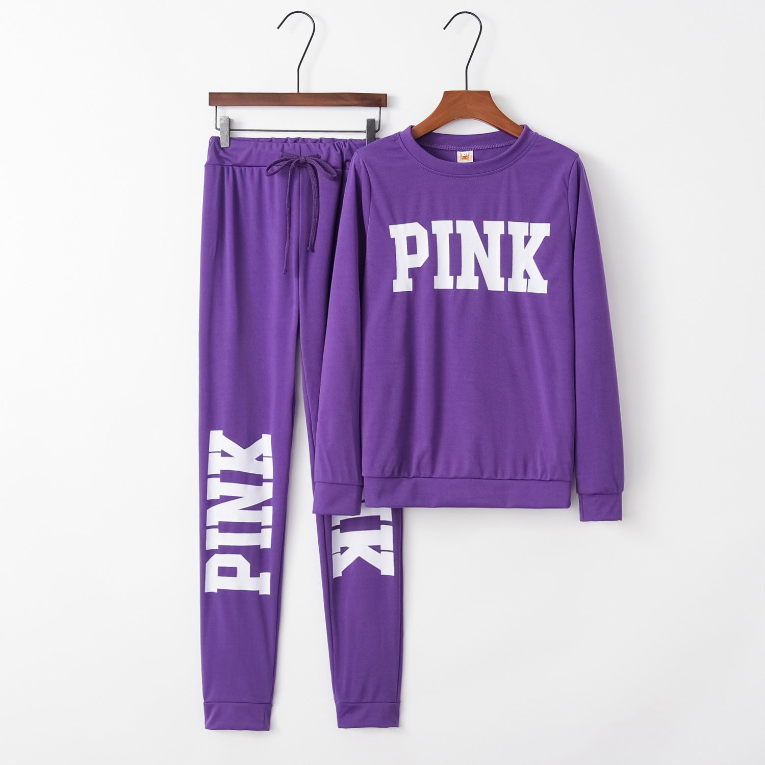 Slim Fit Letter Print Sports Two-Piece Set for Women