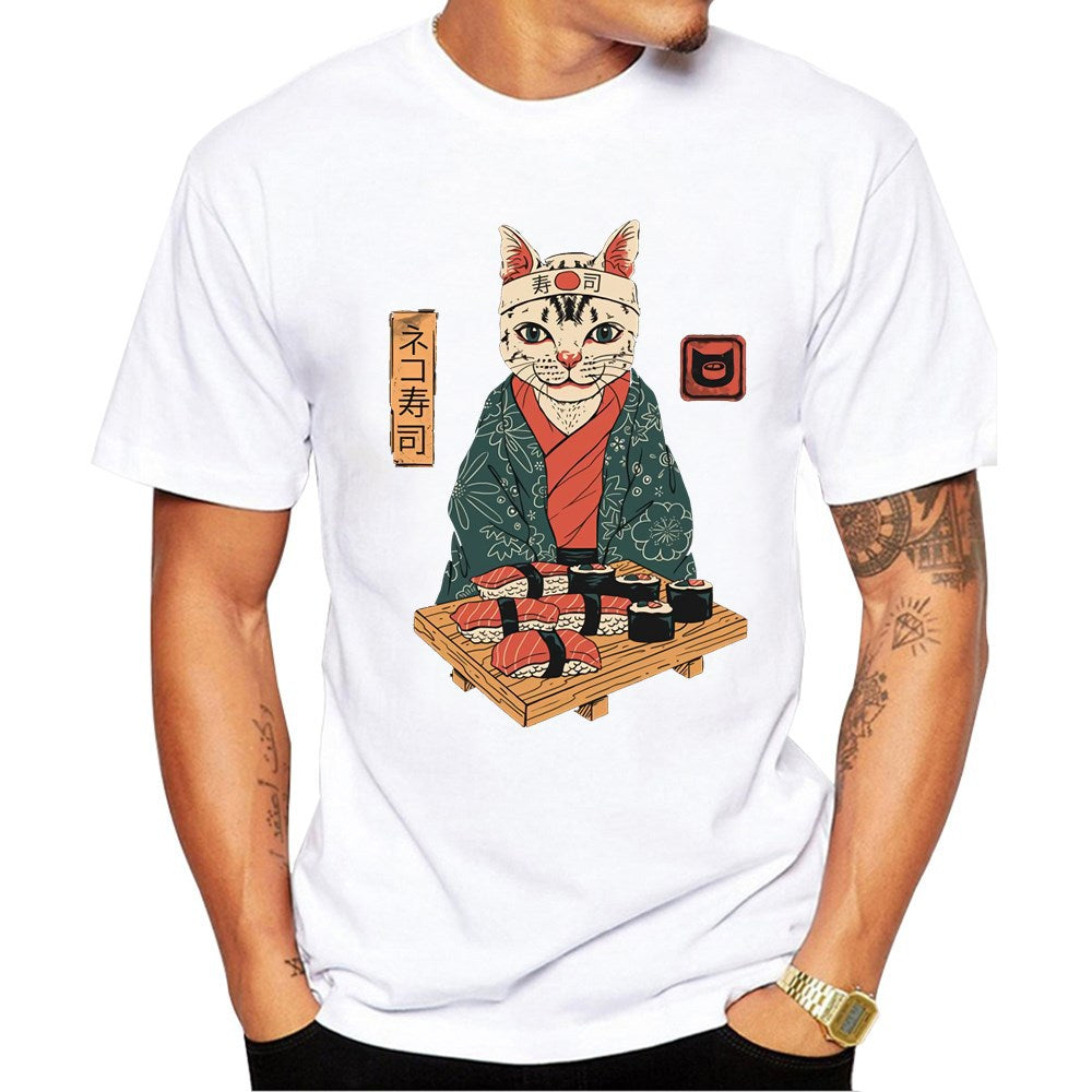 Japanese Style Cotton Short Sleeve T-Shirt for Men