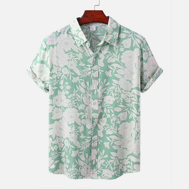 Hawaiian Men's Summer Shirt with 3D Sunflower Print