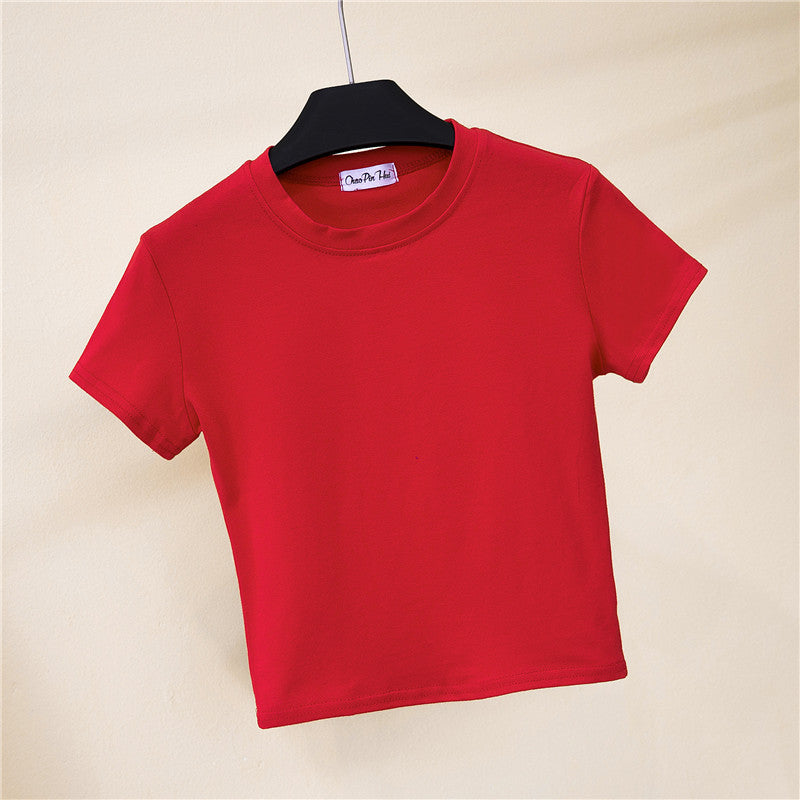 Summer Crop Top Women - Fitted High Waist Sports Tee