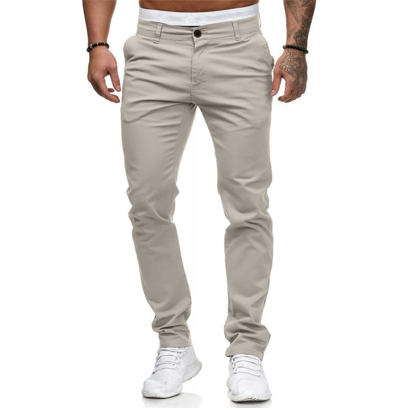 Men's Casual Slim Fit Solid Color Trousers (Wholesale)