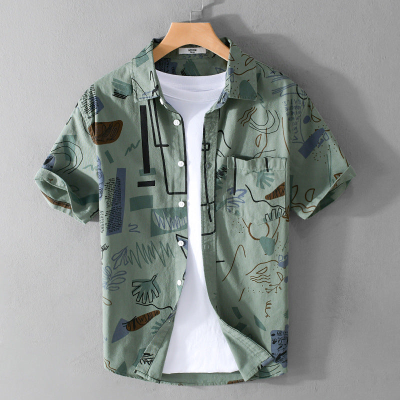 Men's Summer Printed Short Sleeve Casual Shirt 521