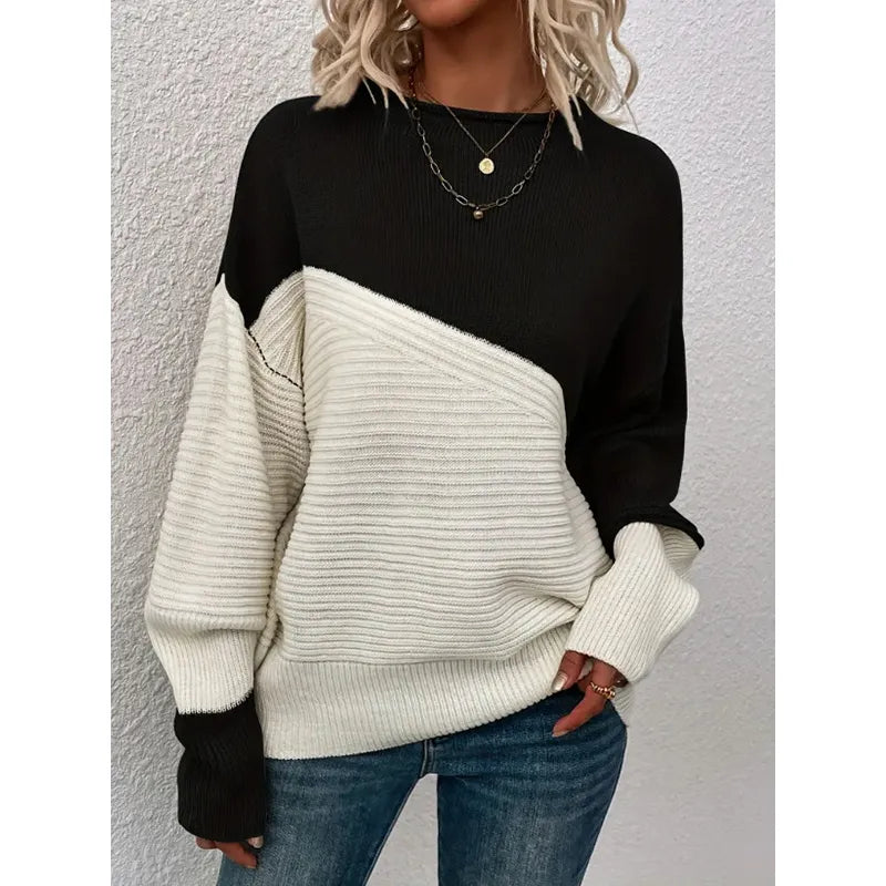 Women's Colorblock Knitted Sweater Pullover