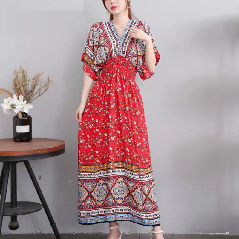 Southeast Asia Travel Floral Cotton Dress for Summer