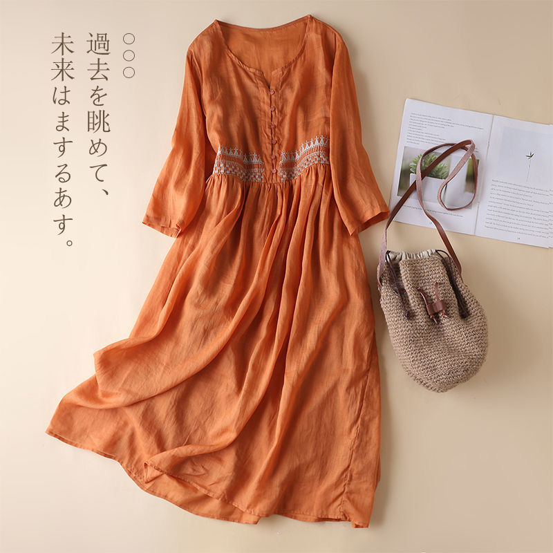 2022 Spring Cotton Ethnic Style Embroidered Dress