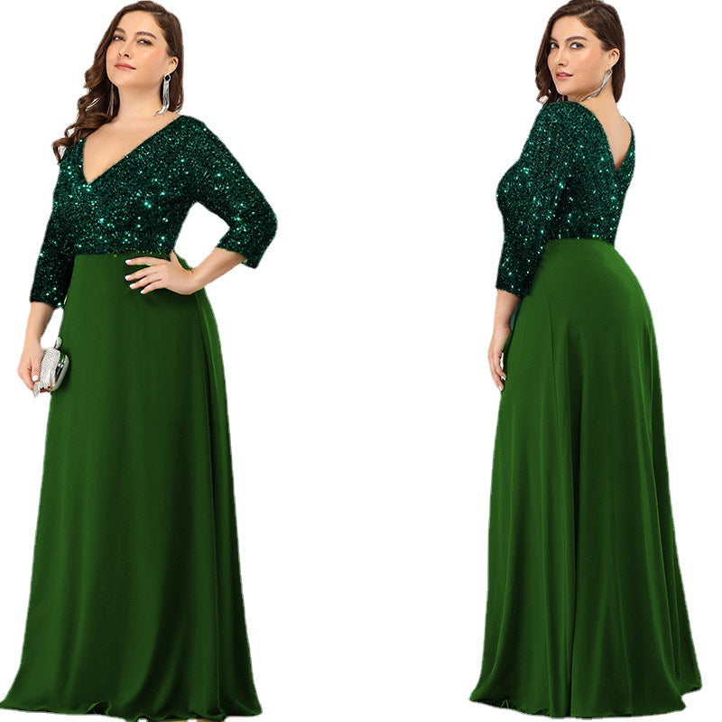 Evarisluxe Grande Taille Sequin Floor-Length Gown