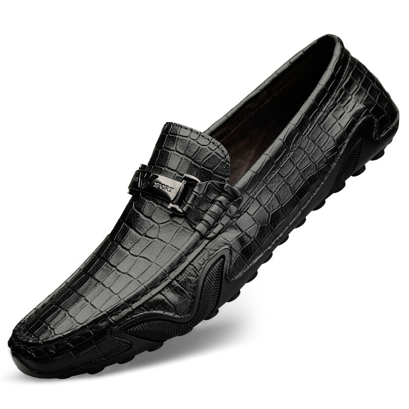 New Crocodile Pattern Leather Driving Loafers (Breathable)
