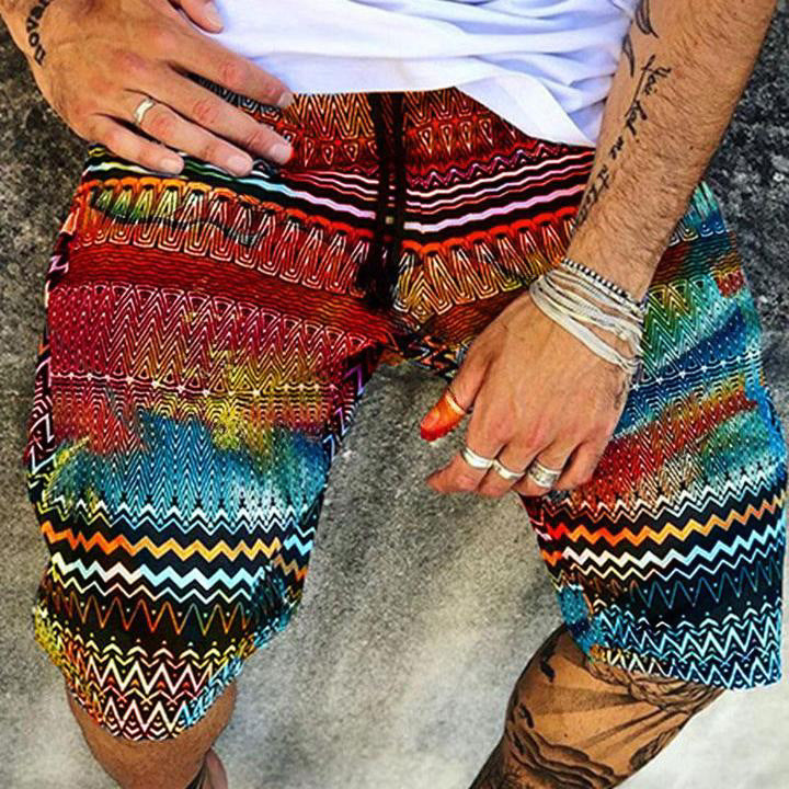 Casual Printed Cotton and Linen Summer Shorts