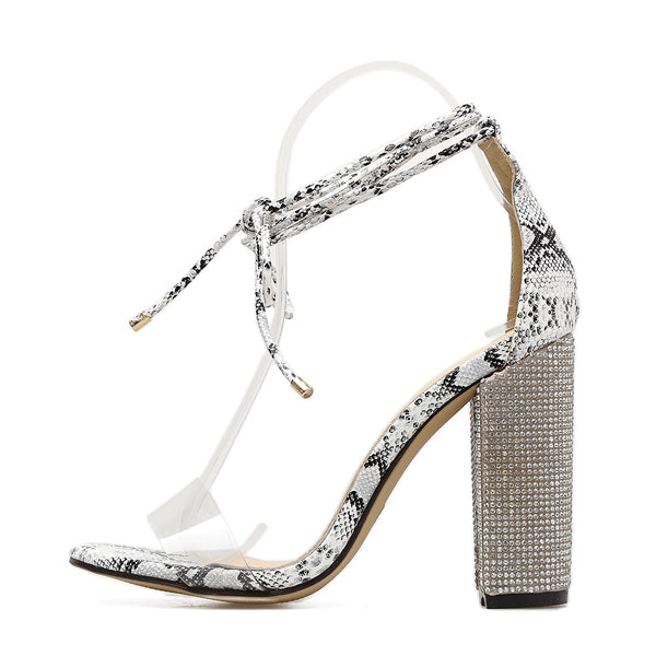 Evarisluxe Diamanté Rhinestone Chunky Heel